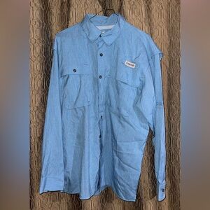Magellan Baby Blue Button-Up Shirt Long Sleeve